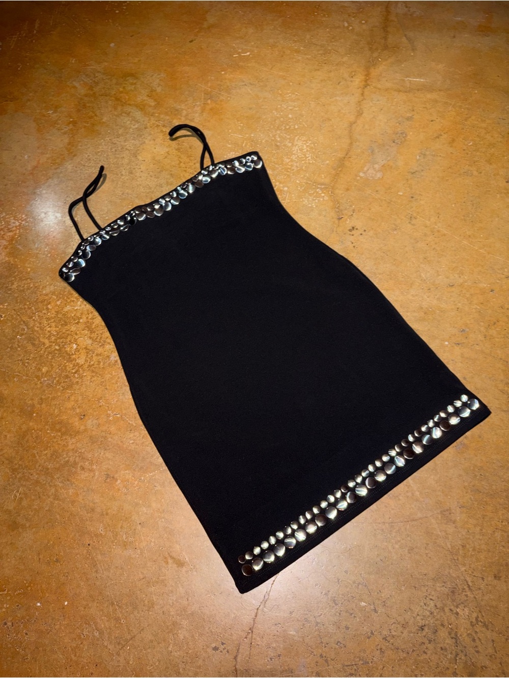Zara Black Mini Dress with Silver Stud Trim